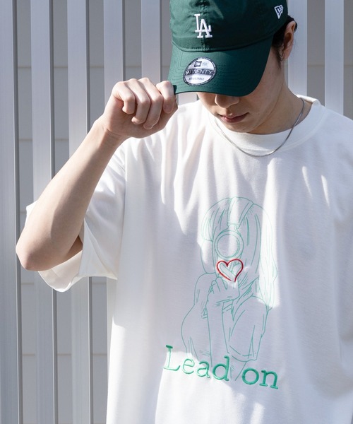 tシャツ 「0」ハート刺繍＆ガールイラスト LOVE MUSIC ビッグ