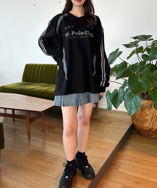 tシャツ 「UNISEX」SAINTPAIN／Ｍ.Ｍ.Ｃ ラインロングスリーブＴ  2121553 レディース メンズ tシャツ 「UNISEX」SAINTPAIN／M.M.C ラインロングスリーブT
