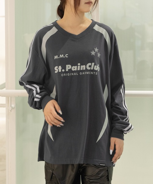 tシャツ 「UNISEX」SAINTPAIN／Ｍ.Ｍ.Ｃ ラインロングスリーブＴ  2121553 レディース メンズ セール】【UNISEX】SAINTPAIN／M.M.C ラインロングスリーブT