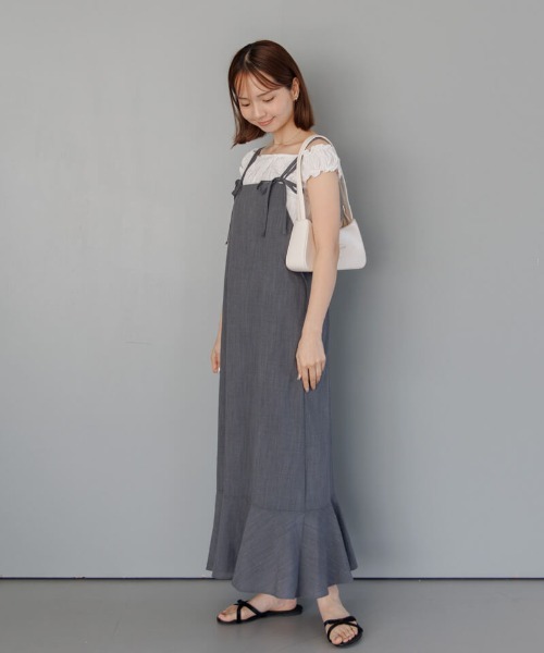 flower ワンピース リボンストラップキャミワンピース : ZOZOTOWN