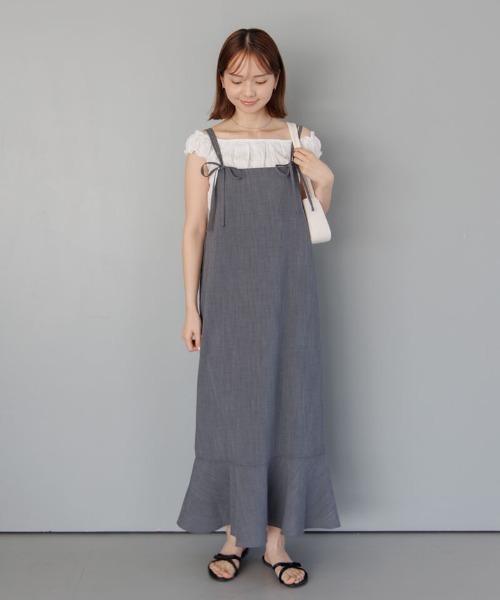 flower ワンピース リボンストラップキャミワンピース : ZOZOTOWN