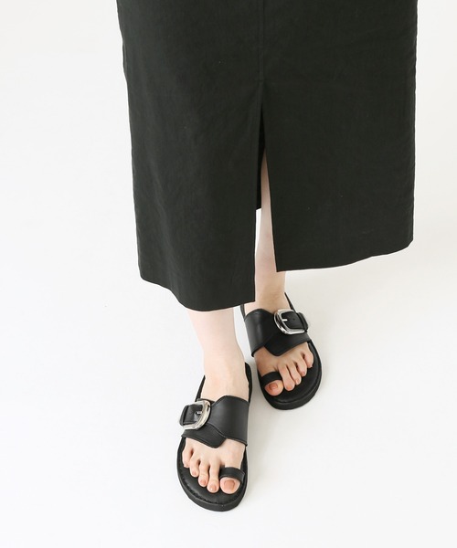 CAMINANDO」 フラットサンダル 6 ブラック レディース : 84258007  