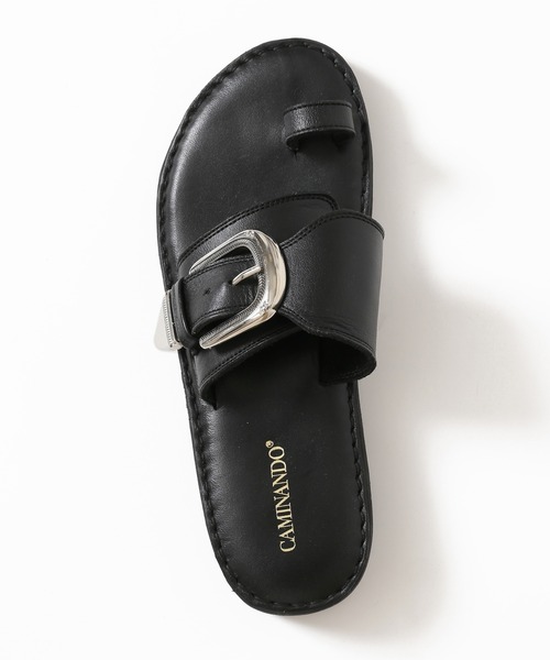 CAMINANDO」 フラットサンダル 6 ブラック レディース : 84258007  