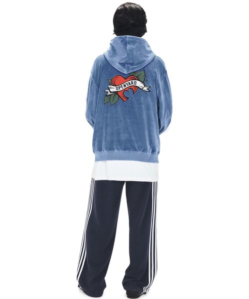 パーカー 「OY/オーワイ」 VELOUR VINTAGE HEART HOODIE ZIP/ベロアヴィンテージハートジップ フーディー レディース OY/オーワイ』 VELOUR VINTAGE HEART HOODIE ZIP/ベロア
