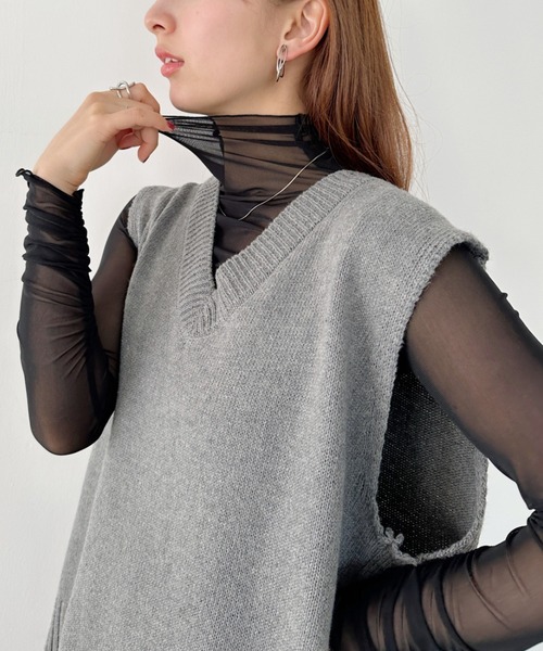 tシャツ shirring mellow sheer tops／袖シャーリング タイダイ柄 
