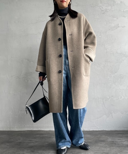 nfu　leglazik リバーシブルウールコート LE GLAZIK ル・グラジック リバーシブル カラーレス コート｜BORN FREE