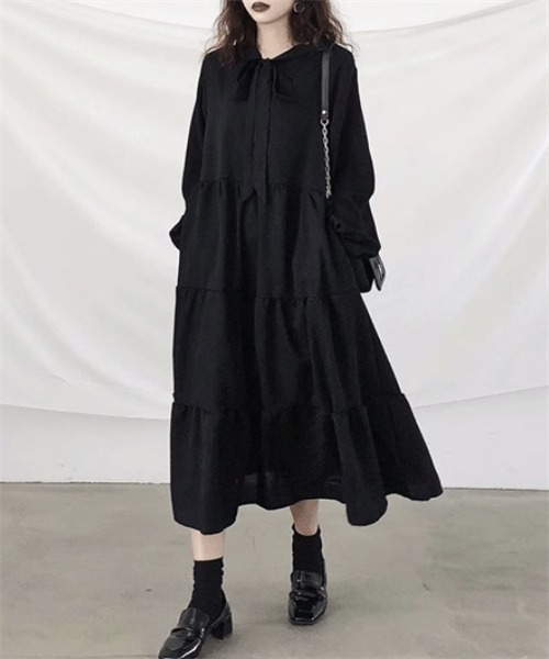 アトリエgg ボウタイワンピース Dream garden（ドリームガーデン） ワンピース ボウタイ襟 ティアード