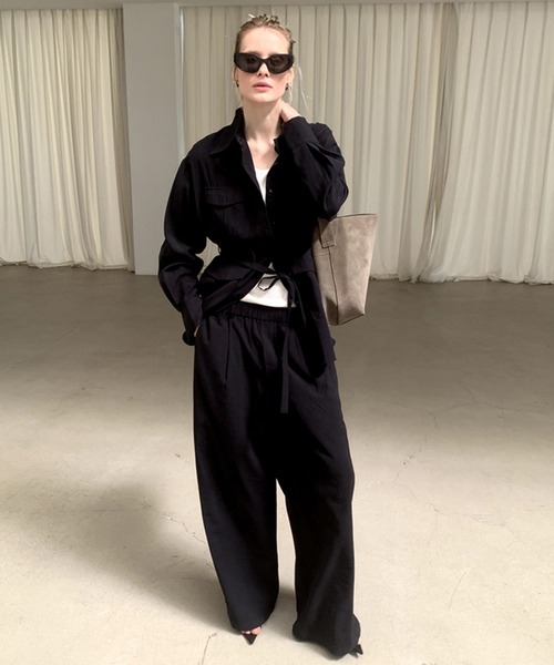 LONSLAN パンツ ウエストドローコード ワイドパンツ LON24a094