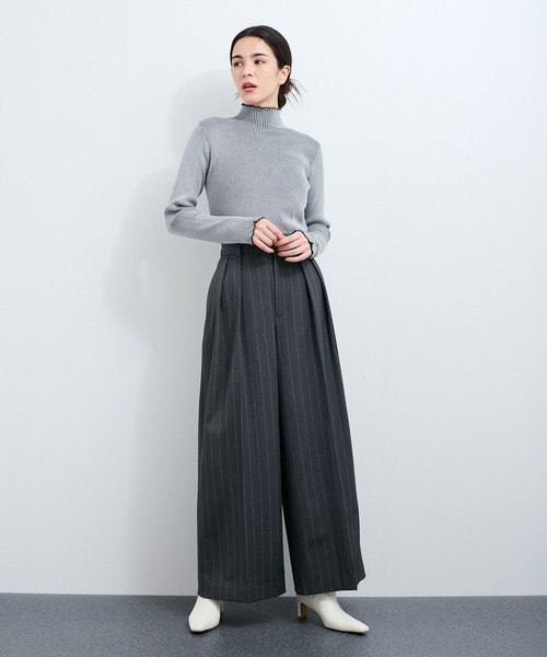 ADAM ET ROPE タックワイドパンツ カジュアル ストライプ M ADAM ET ROPE タックワイドパンツ カジュアル ストライプ M