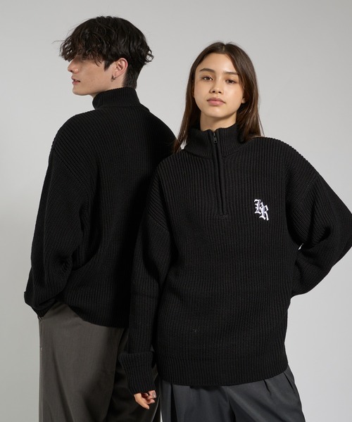 kutir（クティール） ニット セーター LOGO VOLUME HALF ZIP KNIT/ロゴ