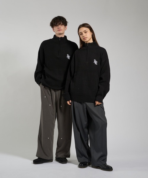 kutir（クティール） ニット セーター LOGO VOLUME HALF ZIP KNIT/ロゴ