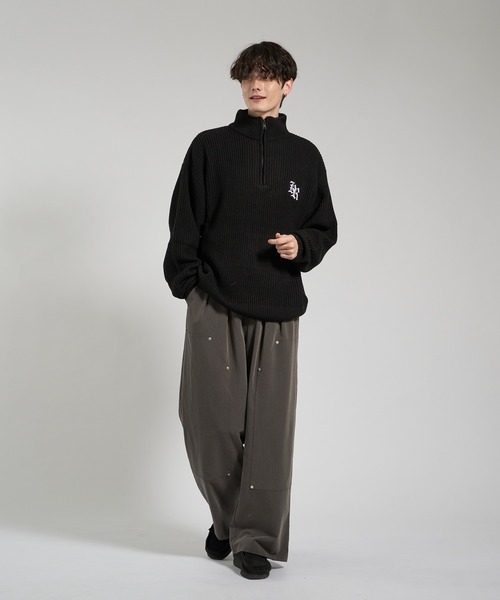kutir（クティール） ニット セーター LOGO VOLUME HALF ZIP KNIT/ロゴ