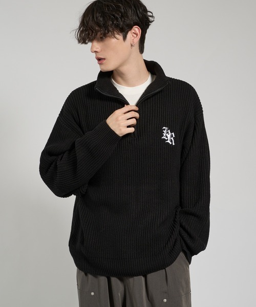 kutir（クティール） ニット セーター LOGO VOLUME HALF ZIP KNIT/ロゴ