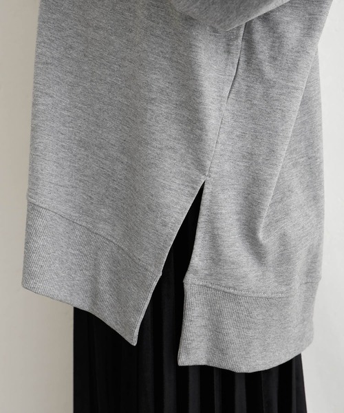 ElegChic tシャツ ミニ裏毛VネックトップスロンT レディース