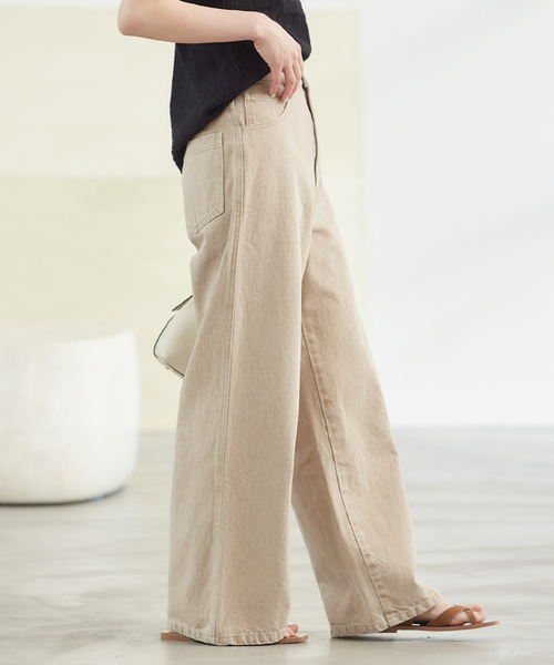 「Plage」 加工デニムパンツ 36 ベージュ レディース