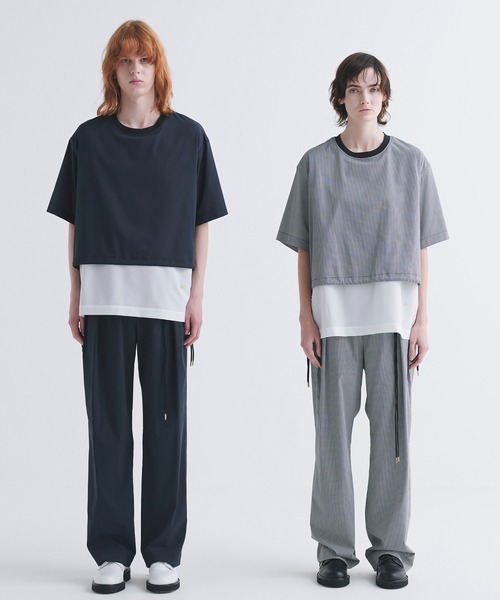 CULLNI スラックス Sheer Check Cloth 1Tuck Relux Pant メンズ