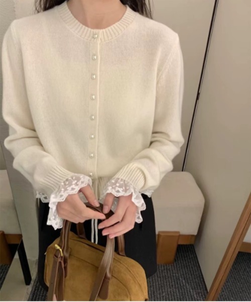 美品¥46,200♡Rene パールニットカーディガン Reflect カーディガン 「WEB限定カラーあり／洗える