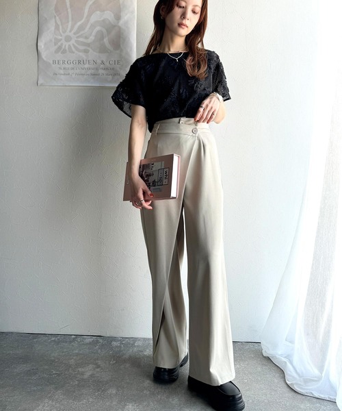 tシャツ 大人のおしゃれ度ワンランクアップ。チュールフラワーコード刺繍半袖Tシャツ レディース | classicalelf | 16