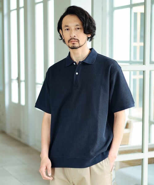 B:MING by BEAMS ネイビー ポロシャツ M B：MING by BEAMS ポロシャツ 「ビジカジ対応」 吸水速乾 UV