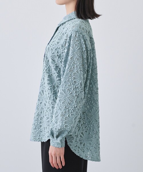 インディヴィ（INDIVI）/【日本製／SETUP可能】ジャカードレースブラウス INDIVI（インディヴィ） ブラウス シャツ 「日本製／SETUP可能」ジャ
