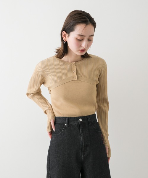 URBAN RESEARCH＊レイヤードニット フリーサイズ ベージュ URBAN RESEARCH（アーバンリサーチ）の「レイヤードニット（ニット