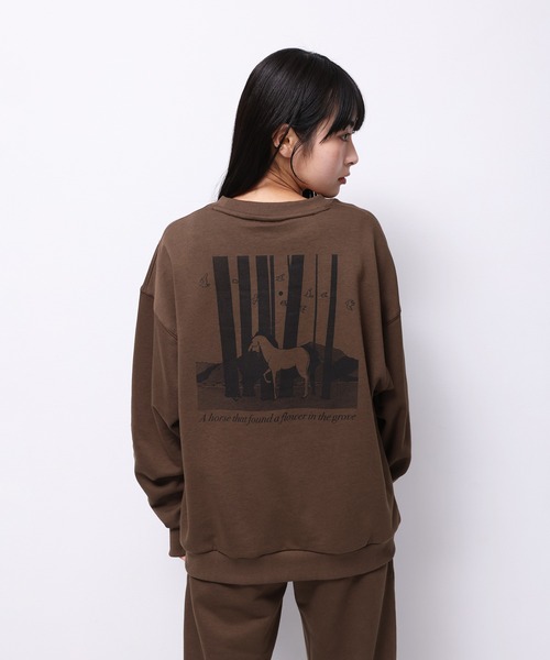トレーナー スウェット HORSE” Tsuguya Ishii クルースウェット レディース メンズ トレーナー スウェット HORSE” Tsuguya Ishii クルースウェット