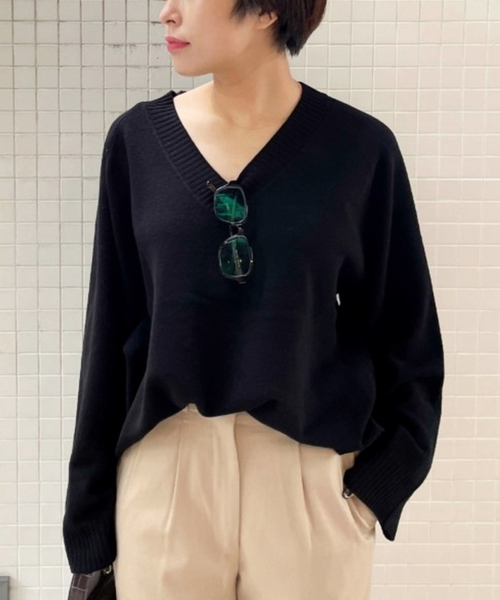 plage（プラージュ） Vネックニット 38 ブラック レディース