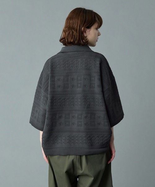 YOKE24ss SKIPPER POLO SHIRTメッシュニットポロシャツ2 RUUBON ポロシャツ 「RUUBON」geo mesh skipper knit polo shirt