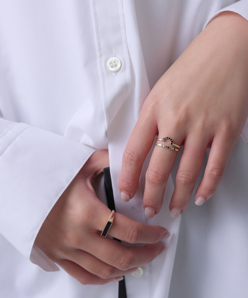 Lilas 指輪 リング オニキスステーションリング K10 レディース