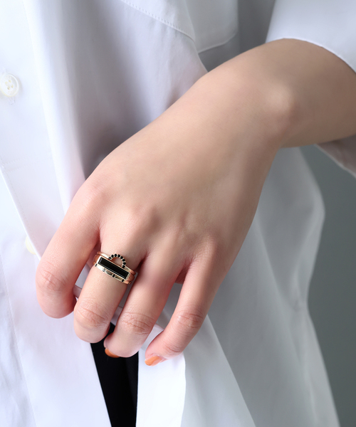 Lilas 指輪 リング オニキスステーションリング K10 レディース