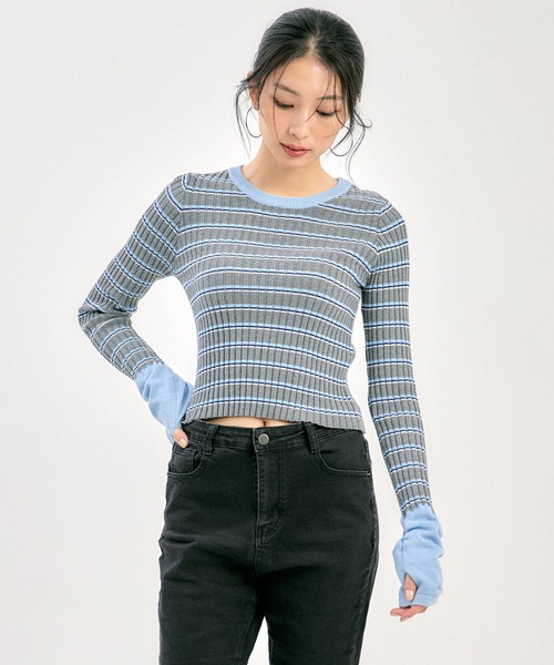 BLUE×PALANG（ブルーパラン） ニット セーター BORDER TEE KNIT