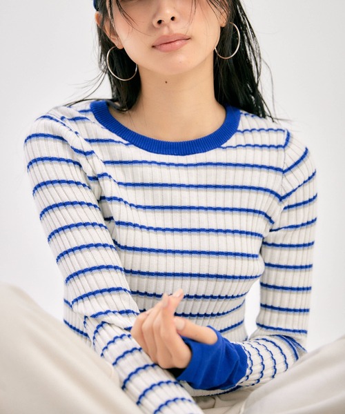 BLUE×PALANG（ブルーパラン） ニット セーター BORDER TEE KNIT