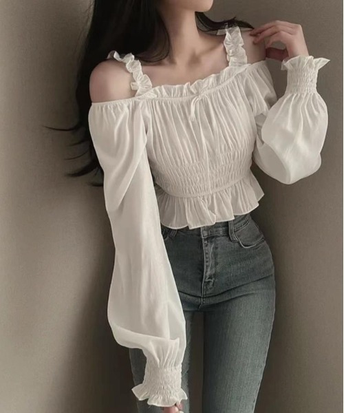 CELINE トリオンフ柄 ブラウス Y2K リボン シャツ フリル 韓国