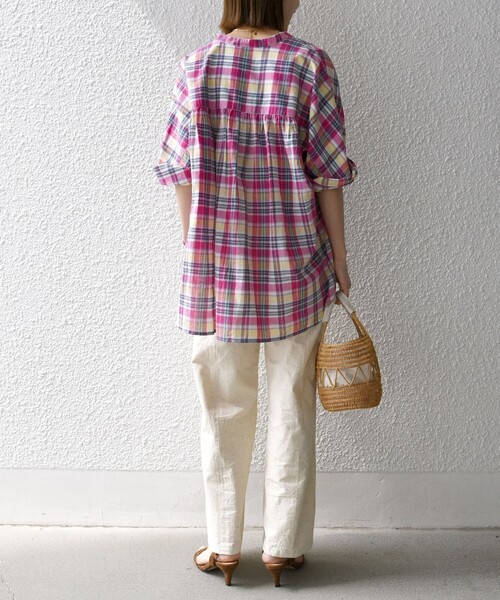 【新品タグ付き】SHIPS  シップス　マドラスチェックブラウス SHIPS any ブラウス シャツ any:「洗濯機可能」マドラス チェック