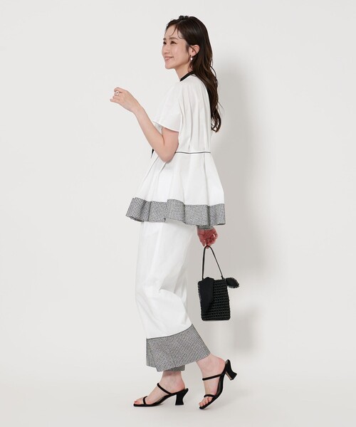 UNITED ARROWS パンツ エンブロイダリー イージー WHITE