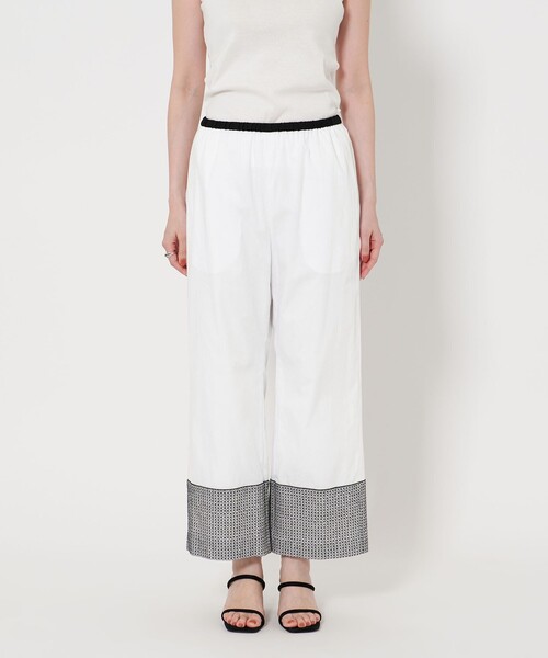 UNITED ARROWS パンツ エンブロイダリー イージー WHITE