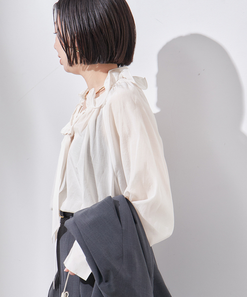 完売品 ジャーナルスタンダードレサージュ　リボンブラウス　フリル journal standard L'essage ブラウス シャツ 「SP」フリルカラー