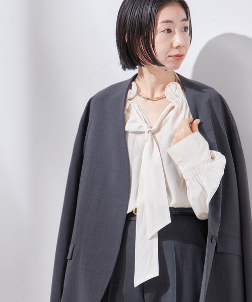 完売品 ジャーナルスタンダードレサージュ　リボンブラウス　フリル journal standard L'essage ブラウス シャツ 「SP」フリルカラー