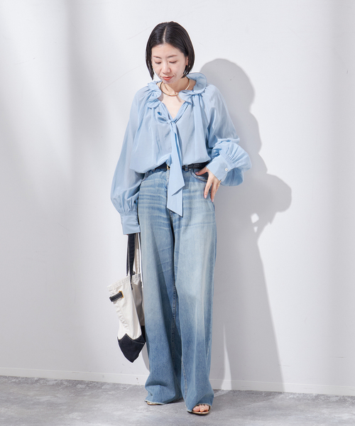 完売品 ジャーナルスタンダードレサージュ　リボンブラウス　フリル journal standard L'essage ブラウス シャツ 「SP」フリルカラー