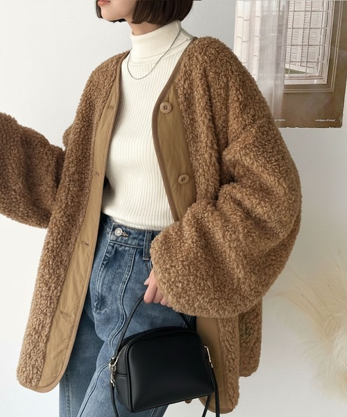 ノーカラーオーバーサイズジャケット ベージュ Java ジャケット ノーカラージャケット 「JaVaジャバコラボ」オーバー