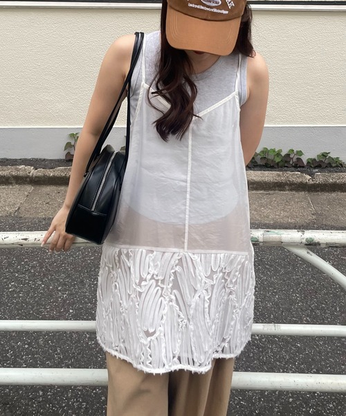 ワンピース 「NUNIFE」レイヤードにおすすめ、2WAY立体チュールキャミワンピ | NUNIFE | 10