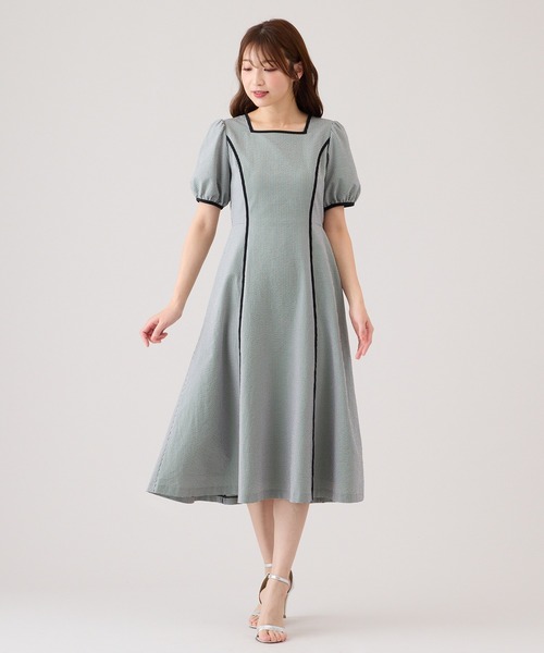 極美品✨ローズティアラ　洗える　XL 42 袖レース　フォーマルワンピース　紺 Rose Tiara（ローズティアラ） ワンピース 夏 半袖 「イージケア/吸水