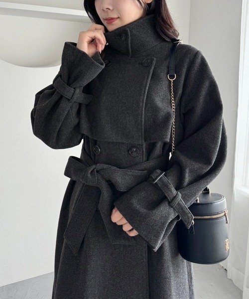 [one after another NICE CLAUP] пальто с отложным воротником MEDIUM слоновая кость женский 