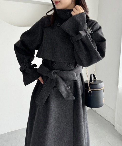 [one after another NICE CLAUP] пальто с отложным воротником MEDIUM слоновая кость женский 