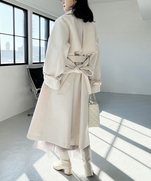 [one after another NICE CLAUP] пальто с отложным воротником MEDIUM слоновая кость женский 