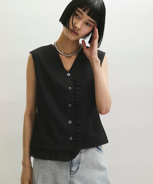 tシャツ 「WEB限定」ラッフルコンビスリーブレストップス レディース | ADAM ET ROPE' | 02