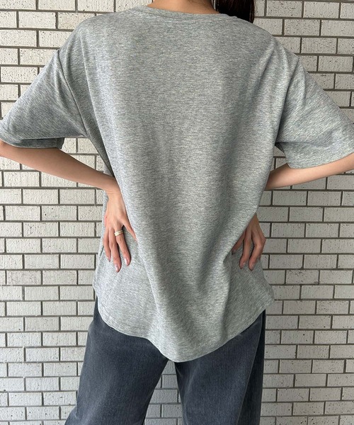 LOWO tシャツ 刺繍プリントバイカラーTシャツ カットソー レディース 