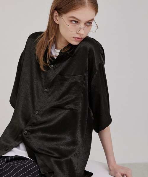 EMMA CLOTHES シャツ オーバーサイズ シワ加工ドレープ