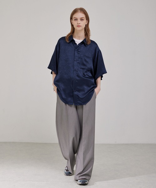 DIOR グレー Vネック 半袖シャツ　サイズXL セール】オーバーサイズ レギュラーカラーストレッチ長袖シャツ
