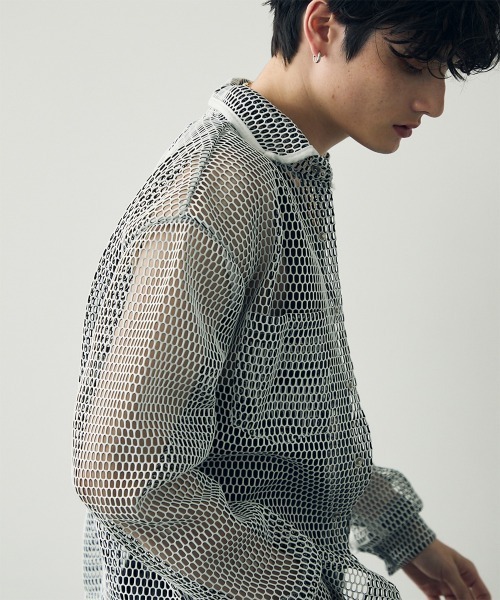Shoowtime（ショウタイム） シャツ Mesh design sheer long sleeve